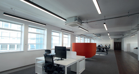 LED Hängeleuchte 113cm 30W 4000K 230V Bürolampe Lampe QUALIS silber Bemko 90-06A-1A