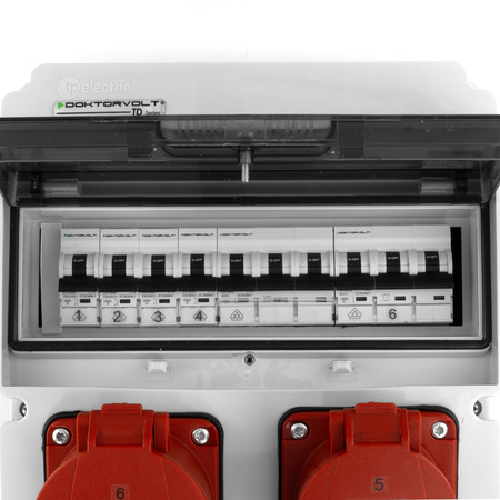 Baustromverteiler JUN 32A/16A/4x230V mit Schutz IP54 DOKTORVOLT® DV-6856-F