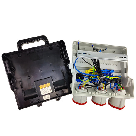 Stromverteiler 12 Module mit Griff IP44 4x230V SCHUKO 2x16A 32A Doktorvolt Baustromverteiler ohne Schutz DV-4919-D