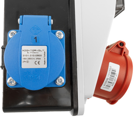 Wandverteiler XS-S 16A 2x230V IP44 Stromverteiler Komplett Verdrahtet Doktorvolt DV-5107-D