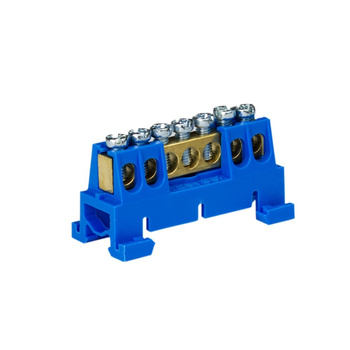 Verteilerklemme 7-polig auf TH Schiene blau 7/N