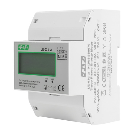 3-Phasen Stromzähler MID Drehstromzähler Zähler LE-03d F&F LE-03D
