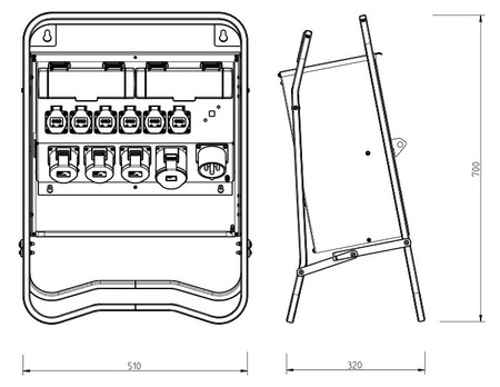 Stromverteiler U32 1x32A 3x16A 6x230V Anbaustecker 32A U GBSN 2469014 Garo 01306-30