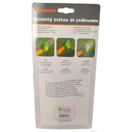 Bradas Bewässerungsset für Kinder BLACK LINE für 1/2" oder 5/8" Schlauch Multifunktionsdüse + Systemteile ECO-4540