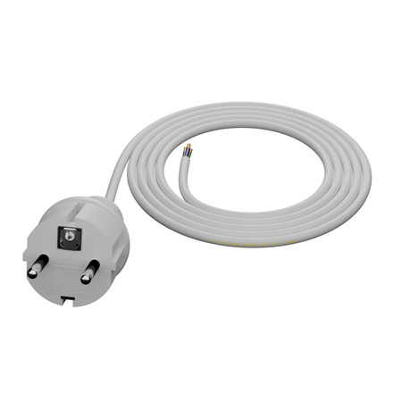 Anschlusskabel 2m IP44 mit geradem Stecker 250V 16A 3x1 mm² H05VV-F PP-40H Weiß W-98371