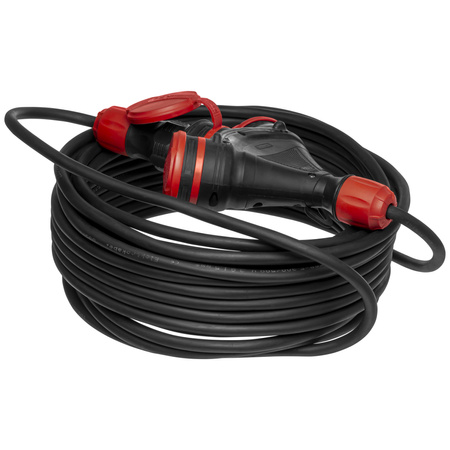 Dreifach-Verlängerungskabel 25m 250V 16A Schuko 3×2P+Z H05RR-F 3×1,5 mm² IP44 W-01194