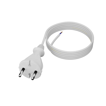 Anschlusskabel 3m mit geradem Stecker TYP E 230V 16A 2×1 mm² H05VV-F PP-21 Weiß W-98339