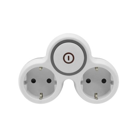 Zweifach Steckdosenadapter 2x Schuko 230V mit Schalter Grau-Weiß W-72003