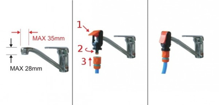 Wasserhahn Anschlussstück ohne Gewinde Universal Hahnadapter Hahnanschluß BLACK LINE BRADAS ECO-4129
