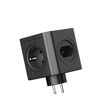 Steckdosenadapter mit 4x 230V Steckdosen und 3x USB-A Schwarz W-00358