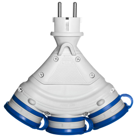 Tragbarer Verteiler Grau-Blau R-X3/44S IP44 3×2P+E 16A 250V Schuko W-01161