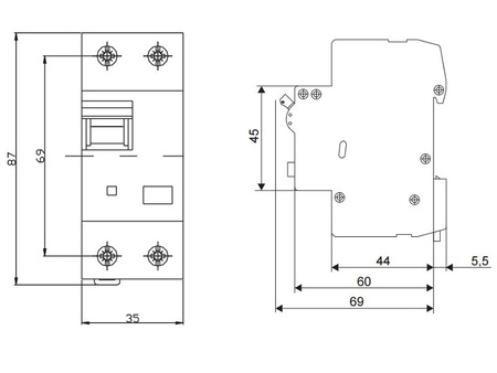 SEZ FI/LS B 16A 30mA 2p 10kA RCBO VDE FI/LS-Schalter 0090612 Kombi Schalter 0219