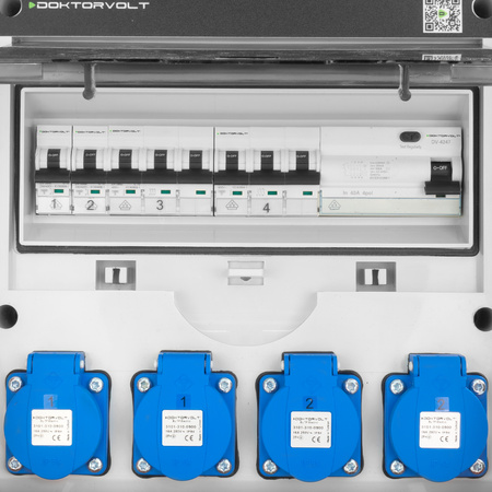Baustromverteiler 16A 32A CEE 4x230V und Ständer mit Dach  TGD-S/FI  mit Stecker und Kabel  Stromverteiler Wandverteiler mit VDE Sicherungen Doktorvolt DV-6074-D