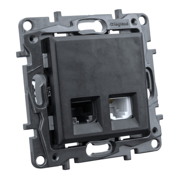 Computersteckdose RJ45 + Telefonsteckdose RJ11 schwarz Niloe Step 863556