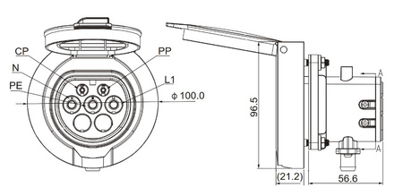 Ladesteckdose Typ 2 EU 16A 3P 250V IP54 Ladedose Wallbox Elektroauto EV FEAC-S-016A-P1