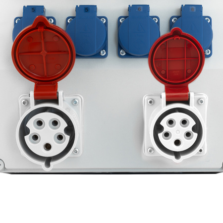 Baustromverteiler 32A 16A 12x230V mit MID-Energiezähler Mennekes Steckdosen und 5x10mm² Kabel Doktorvolt® eXT-S/FI DV-8218-F