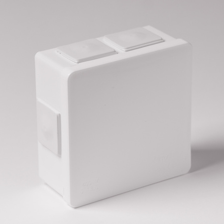 Abzweigkasten Aufputz-Feuchtraum Verbindungsdose 80x80x32 m.Gummi Verschraubung gewindelos Abzweigdose weiss ViPlast 002-01