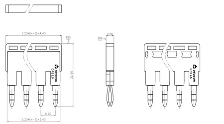 Einlegebrücke Steckbrücke Querverbinder 2-Polig für DS2.5 Reihenklemmen DGN DFB2.5-02P-11-00A(H)