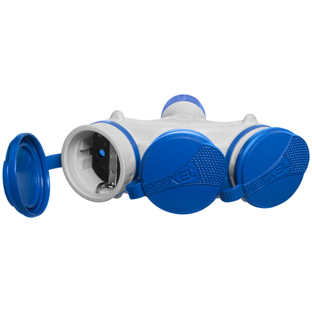 Dreifach-Steckdose Schuko IP44 3×2P+E 16A Grau-Blau 250V GN-X3/44S EXTREM W-01165