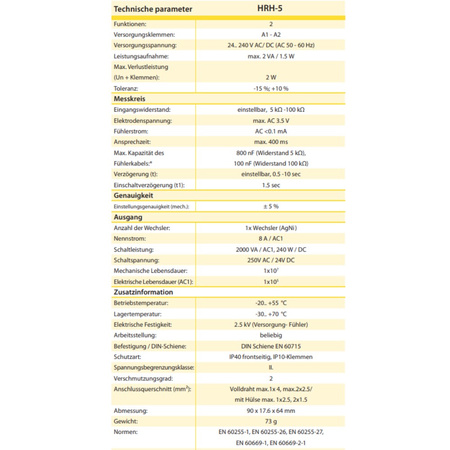 ELKO Niveauschalter Füllstandsrelais Überwachungsrelais für Flüssigkeiten HRH-5/UNI