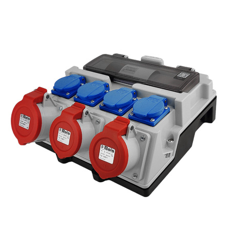 Stromverteiler 12 Module mit Griff IP44 4x230V SCHUKO 2x16A 32A Doktorvolt Baustromverteiler ohne Schutz DV-4919-D