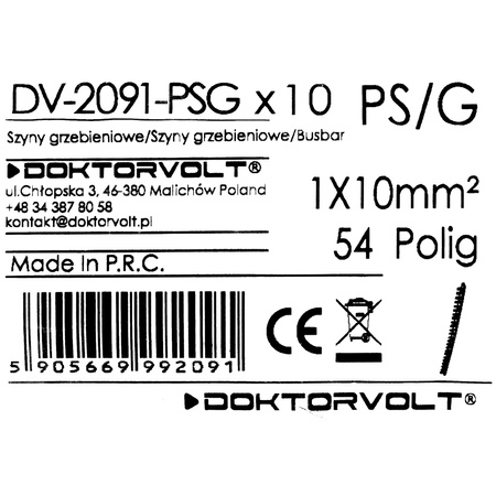 1P Phasenschiene Gabel 54-polig 10mm² PS/G Schiene Sammelschiene 63A DV-2091-PSG