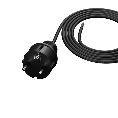 Anschlusskabel 1,5m IP44 mit geradem Stecker 250V 16A 3x1 mm² H05RR-F PP-40H Schwarz W-97546