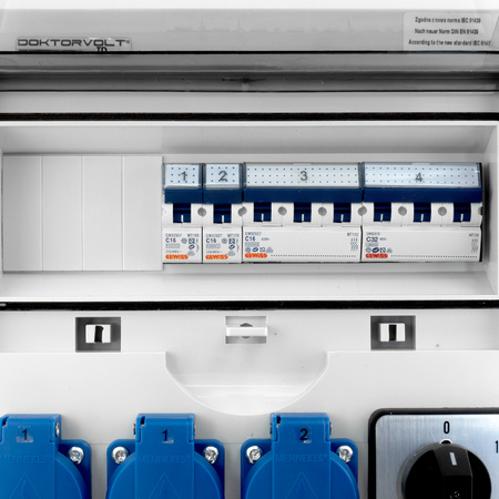 Baustromverteiler Komplett TD-S 32A Stromverteiler 16A 3x230V mit Nockenschalter 0-1 Doktorvolt DV-0281-D