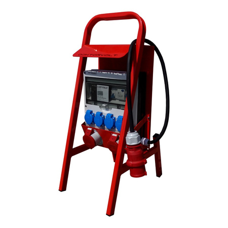 Baustromverteiler mit Ständer Stromverteiler franz/belg TD-S/FI SET 32A 16A 4x230V mit BALS Steckdosen Doktorvolt DV-6238-F