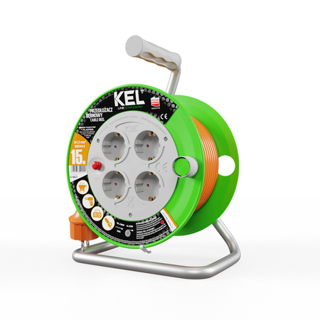 Kabeltrommel 15 m 4 Steckdosen 230V 16A Schuko 3680 W W-98677