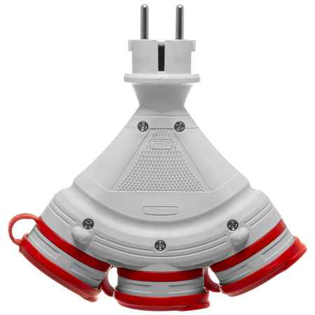 Tragbarer Verteiler Grau-Rot R-X3/44S IP44 3×2P+E 16A 250V Schuko W-01159