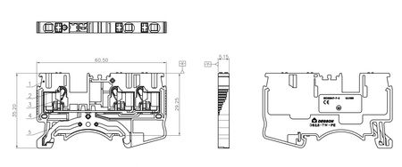 Schutzleiter-Reihenklemme 2.5mm2 3-Leiter gelb-grün Erdungsklemme DS2.5-TW-PE-01P-1C