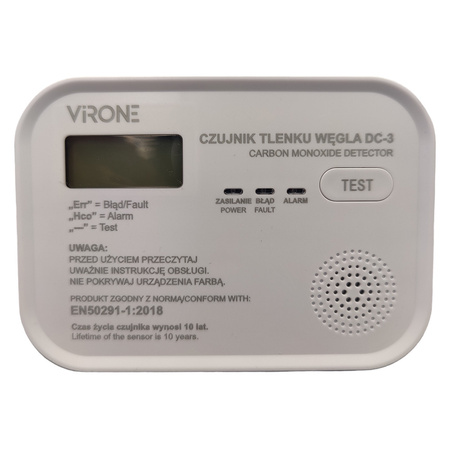 Kohlenmonoxidmelder VIRONE Kohlenmonoxid-Detektor mit LCD-Anzeige LCD DC-3