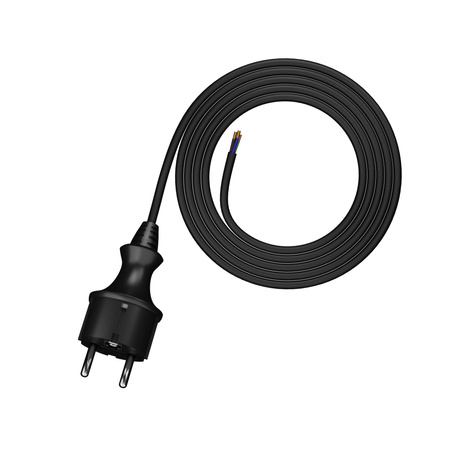 Anschlusskabel 2m IP44 mit geradem Stecker 250V 16A 3x1 mm² H05VV-F PP-40H Schwarz W-98372