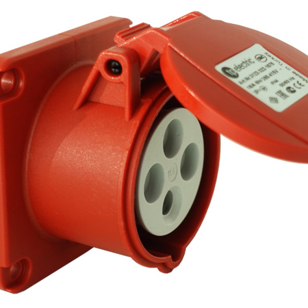 CEE Einbausteckdose gerade 400V 16A 4P 75x75 mm 3122-322-1675