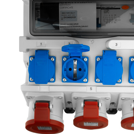 Stromverteiler FI-Schutzschalter Baustromverteiler TR-S/FI 4x230V 3x400V 1x32A/2x16A Doktorvolt DV-7266-D
