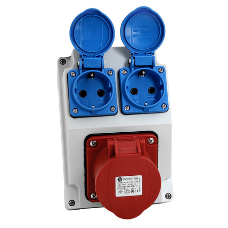 Baustromverteiler Gehäuse ohne Verkabelung 16A 400V 2x 230V Schuko Leergehäuse mit Steckdosen TpE 3317-200-5000