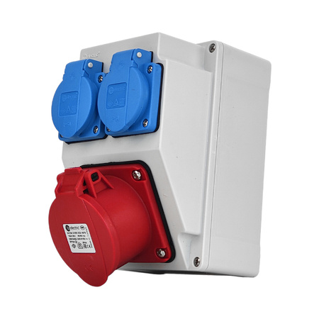 Baustromverteiler Gehäuse ohne Verkabelung 16A 400V 2x 230V Schuko Leergehäuse mit Steckdosen TpE 3317-200-5000