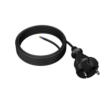 Anschlusskabel 5m mit geradem Stecker TYP E 230V 16A 2×1 mm² H07RN-F PP-21 Schwarz W-97259