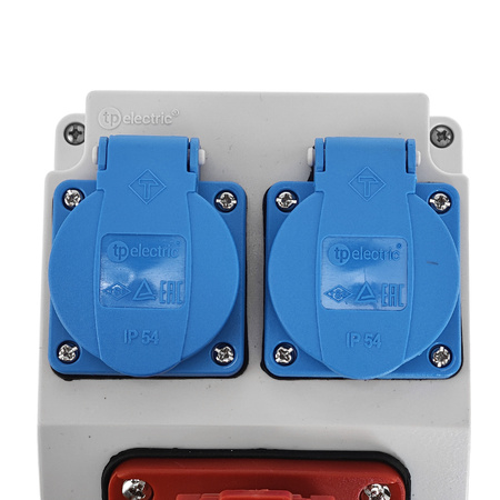 Baustromverteiler Gehäuse ohne Verkabelung 16A 400V 2x 230V Schuko Leergehäuse mit Steckdosen TpE 3317-200-5000