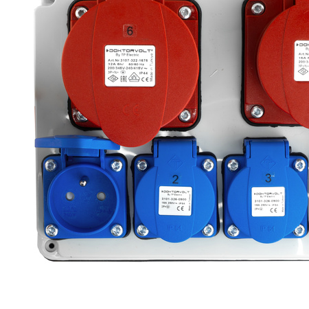 Baustromverteiler JUN 32A/16A/4x230V mit Schutz IP54 DOKTORVOLT® DV-6856-F