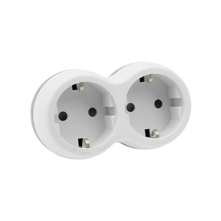 Zweifach Steckdosenadapter 2x Schuko 230V Grau-Weiß W-72004