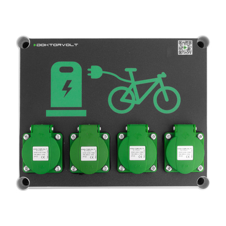 Fahrradladestation für E-Bikes 4x230V Schuko IP54 Elektro Ladegerät Stromverteiler Ladepunkt für Stadt Parkplatz öffentlichen Bereich Doktorvolt DV-5848