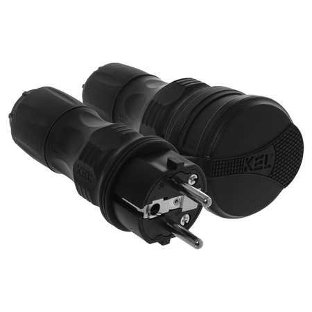 Anschlussset mit Stecker WT-54 und Kupplung GN-44 250V Schuko schwarz W-98861