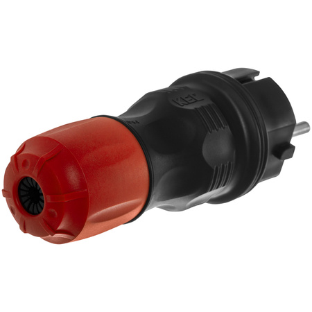 Zerlegbarer gerader Stecker WT-54 IP54 2P+E 16A 250V Uni-Schuko schwarz-rot W-97977
