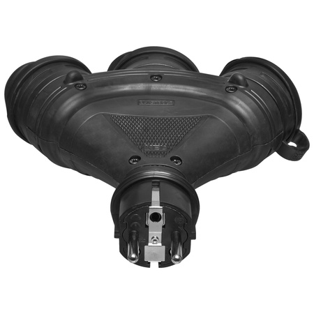 Tragbarer Verteiler Schwarz R-X3/44S IP44 3×2P+E 16A 250V Schuko W-01162