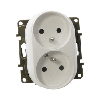 Doppel Steckdose 2P+Z m.Erdung Typ-E franz/belg System NILOE Legrand 764542