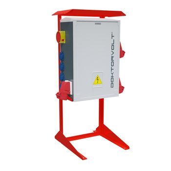 Baustromverteiler mit Ständer OS-S/FI SET 2x32A 1x16A 8x230V Mennekes Steckdosen SIEMENS Sicherungen Schuko Doktorvolt 6894