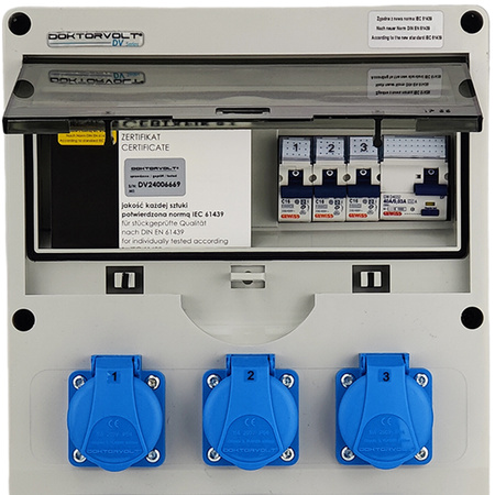 Stromverteiler DV TD-S/FI 6x230V Baustromverteiler Doktorvolt® DV-1769-D