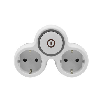 Zweifach Steckdosenadapter 2x Schuko 230V mit Schalter Grau-Weiß W-72003